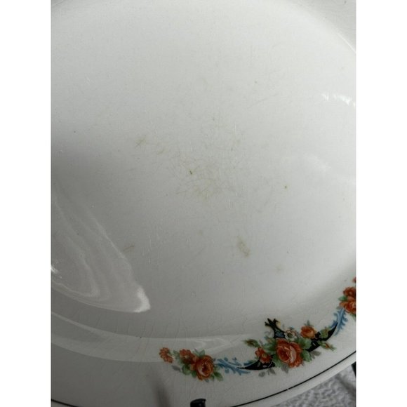 Crown Potteries Company Platter 11 5/8”L x 8 5/8”W Orange Roses Platinum Trim - Picture 7 of 12